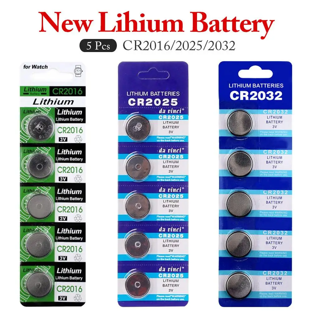 5Pcs/Set 3V CR2032 CR2025 CR2020 3 Volt Coin Button Cell Battery For Watch Toys Calculator Scale Remote