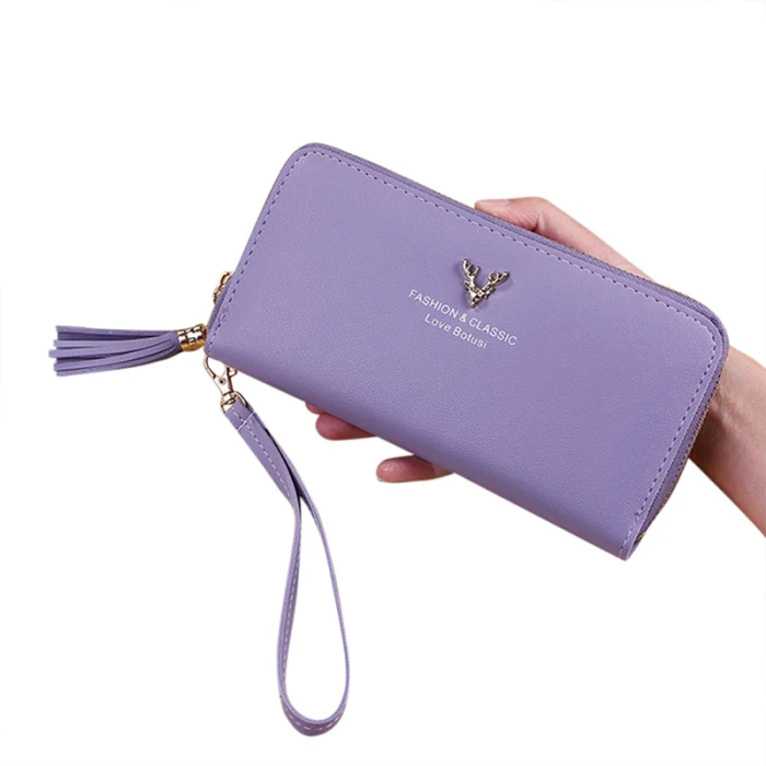 Women Lady Wallets Long Handbag Zipper Purses Bag Deer Pattern For Coin Money Cards-OPK