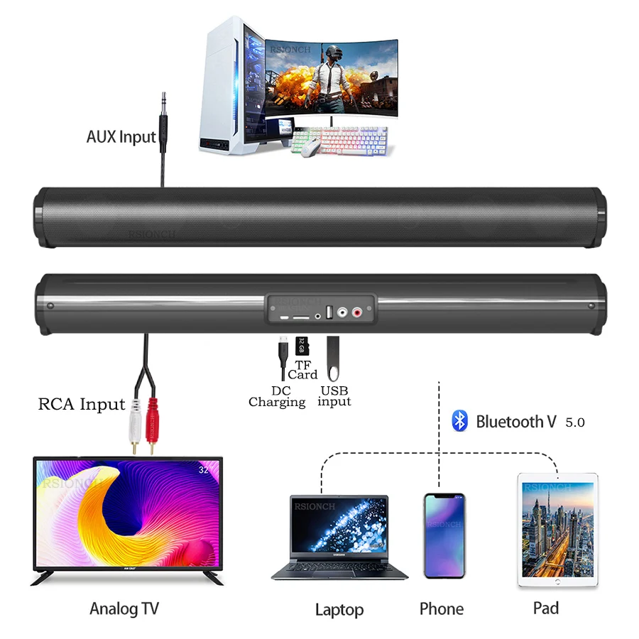 Column Powerful Home Theater TV Sound Bar Speaker Wired Wireless Bluetooth Surround Soundbar for PC TV Outdoor Speakers Remote Column Powerful Home Theater TV Sound Bar Speaker Wired Wireless Bluetooth Surround Soundbar for PC TV Outdoor Speakers Remote