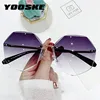 YOOSKE – lunettes de soleil sans bords pour femmes, Design tendance, en alliage, Vintage, classique, styliste, verres UV400 ► Photo 3/6