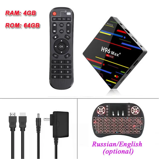 ТВ-бокс h96 max plus Android 9,0 RK3328 4GB 64GB 2,4/5G wifi 4K H.265 поддерживает YouTube Netflix 1 год ip tv Google Play tx6 h96max - Цвет: 4GB 64GB I8