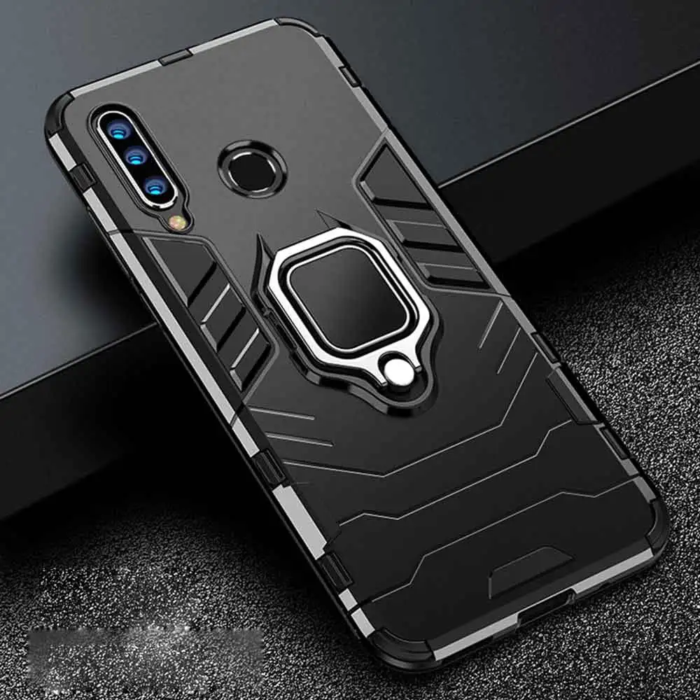 Чехол для Honor 10i, броня, PC, чехол для телефона с кольцом на палец, чехол для huawei Honor 10 i, чехол 360, полная защита, противоударный бампер - Color: Black