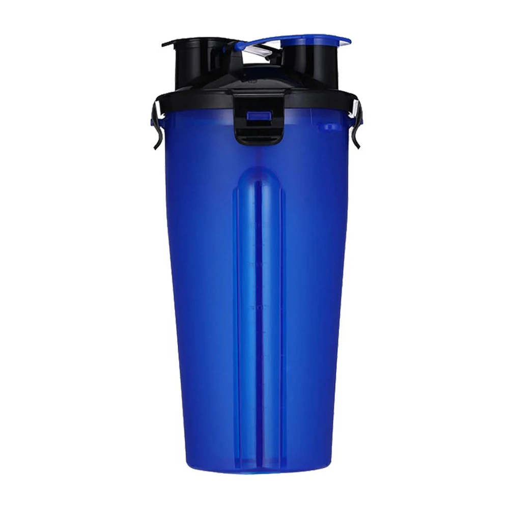2 в 1 безопасная бутылка для питья и воды для домашних животных, складная миска для корма для собак, чашка для путешествий на открытом воздухе - Цвет: Blue-1