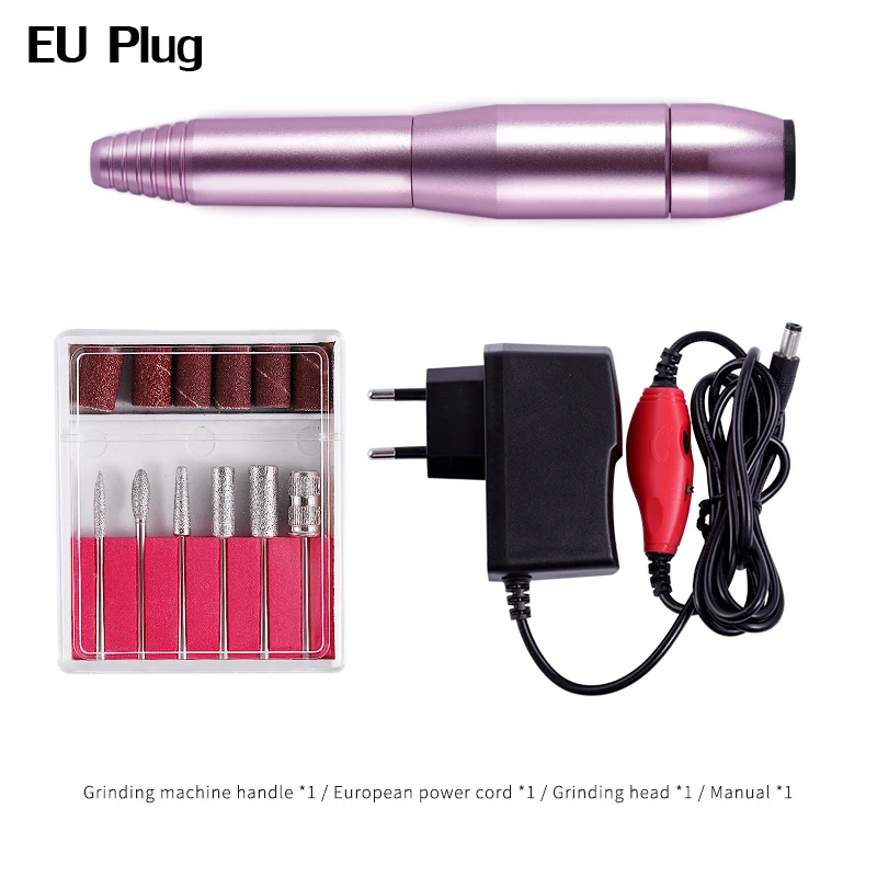 EU plug 1 комплект профессиональный электрический сверлильный станок для ногтей набор гель-средство для снятия маникюра машина для дизайна ногтей ручка пилочка для ногтей фрезерные инструменты - Цвет: EU plug