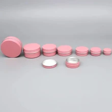 

5-60ml Pink Aluminum Cans Metal Round Tin Box Screw Thread Tea Canister Storage Container for Food Cream Balm Wax Cosmetics