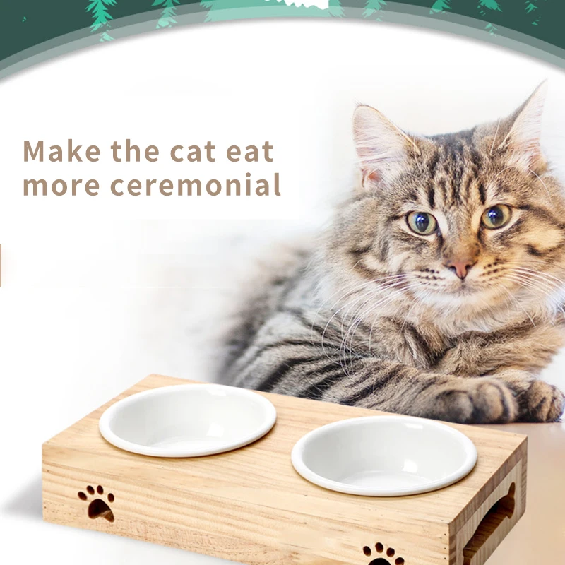 Double Single Dog Bowls Stainless Steel Bamboo Rack Food Water Bowl Feeder for Pet Cat Puppy Pet Cats Feeding Dishes Dogs Bowls