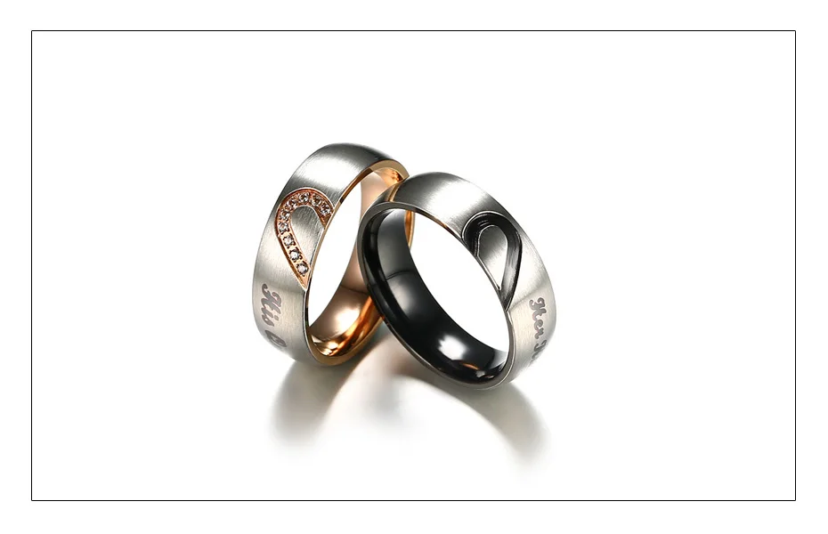 Meaeguet His Queen & Hers King Heart Wedding Rings for Women Men Stainless Steel Cubic Zirconia Couple Engagement Jewlery (4)