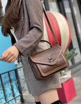 

2020 new leather female bag first layer cowhide ladies portable crossbody bag shoulder bag