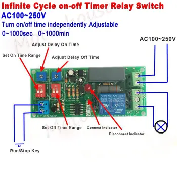 

AC 220V 230V Adjustable Infinite Loop Cycle Delay Timer Relay Turn ON/OFF Switch