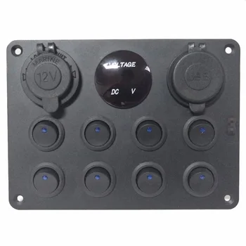 

2020 New Switch Panel 8-Gang Power Socket Digital Voltage Display For RV Boat Truck Durable And Practical