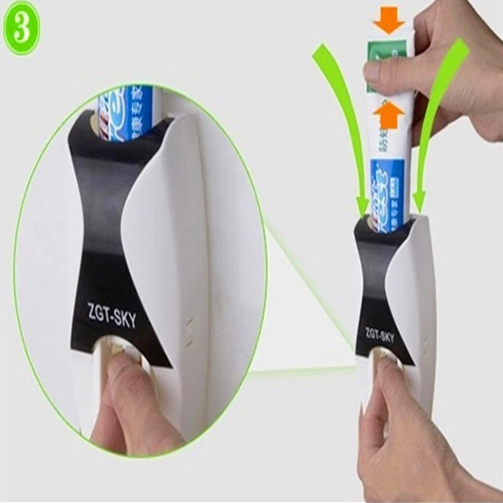 Toothpaste Dispenser Toothbrush Holder Toothpaste Squeezer 2PC Automatic Toothpaste Dispenser Wall Mount Dust-proof Toothbrush Holder Wall Mount Bathroom Accessories Set