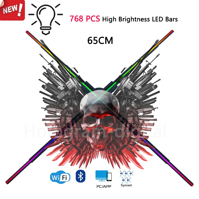 

WIFI APP 65CM 3D Hologram Digital Sign Projector Holographic Player Advertising LED Fan