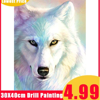 

Full Square/Round Drill 5D DIY Diamond Painting White Wolf Diamond Embroidery Cross Stitch Animal Pattern Mosaic Home Decor Gift