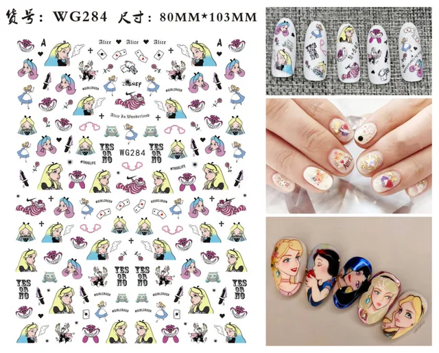 WG266-296 Summer Princess Ultra-thin Adhesive Nail Stickers Children's Girls Christmas Gifts 2021 New 3D Fashion Manicure Decals WG 284