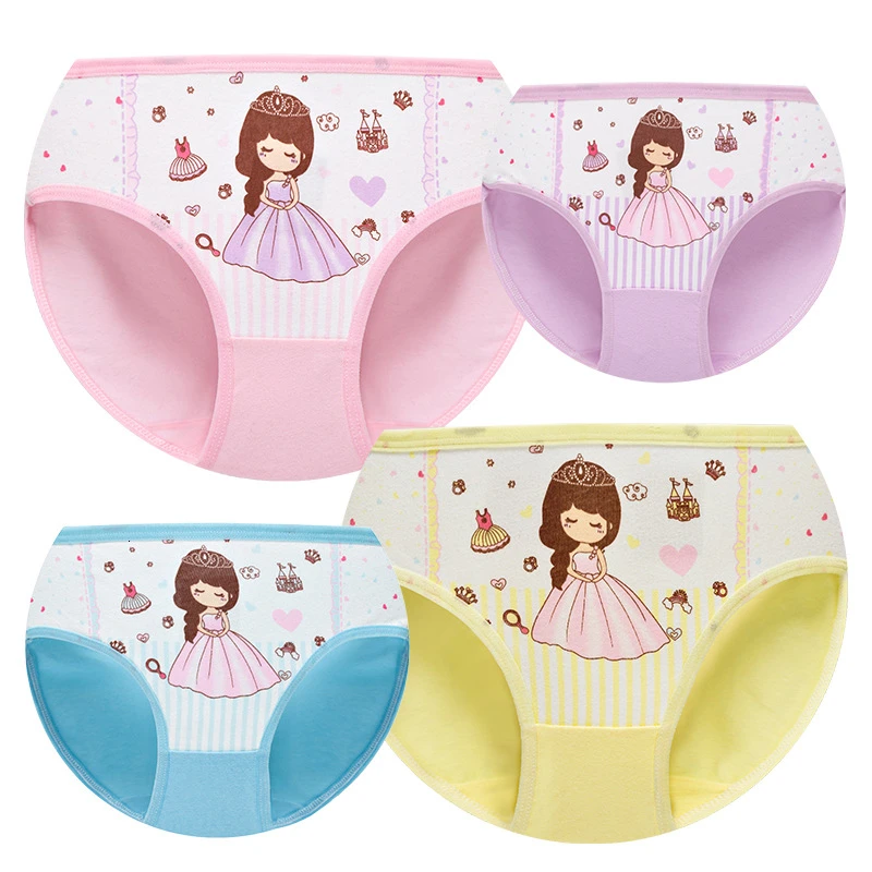 4Pcs/set Cotton Panties For Girls Kids Short Briefs Baby Girl Underwear Children Underwear Child Cute Cartoon Shorts Underpant