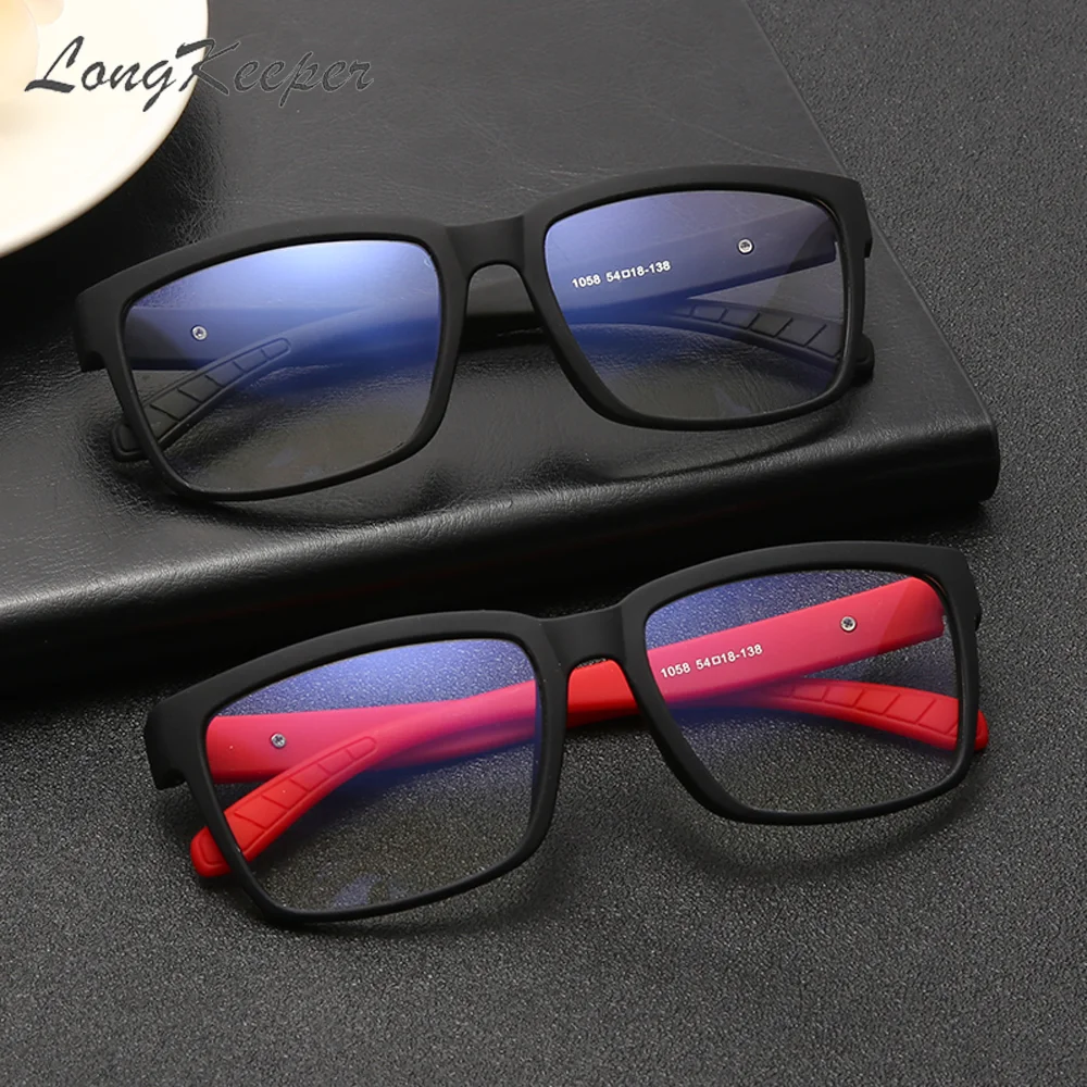 

LongKeeper Anti Blue Light Glasses Men Anti-UV Blue Light Blocking Women Square Computer Protection Gaming Eyeglasses Eyewear