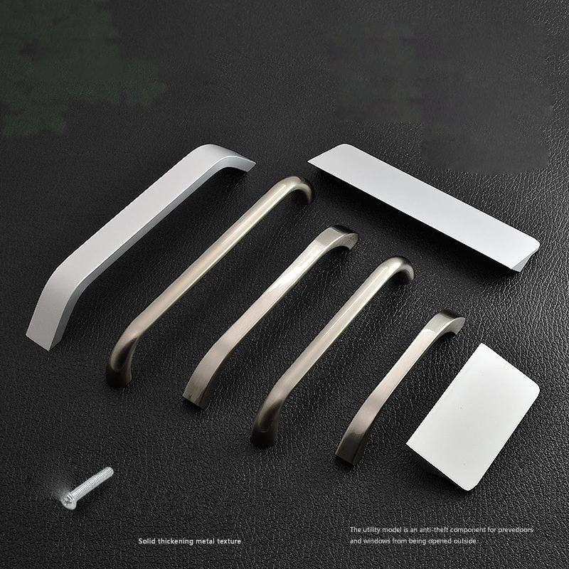 Simple Stylish Handle Aluminum alloy 2 mounting holes Handle Cabinet drawer Push handle for Wardrobe/Bedroom/Office Hardware