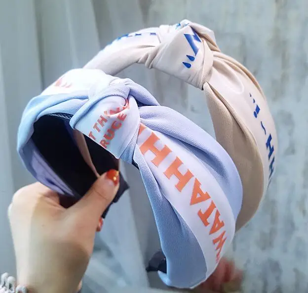 30 шт./Партия DIY Мульти простой шифон буквы переплетения головная повязка Широкий галстук узел повязки на голову Инструменты для укладки волос аксессуар HA1125