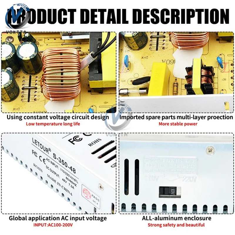 Импульсный источник питания DC 5V 12V 24V 48V 180W 240W 300W 350W 360W 400W 480W 500W трансформатор AC к DC адаптер питания светодиодные ленты