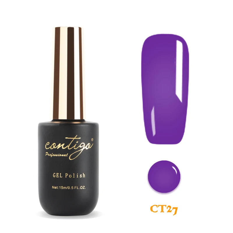 Contigo 60 Colors Nail Art Soak Off Gel Nail Polish 15ml Long-Lasting UV Led Varnish Lacquer For Nail Desgin Rubber Base Primer - Цвет: CT-27