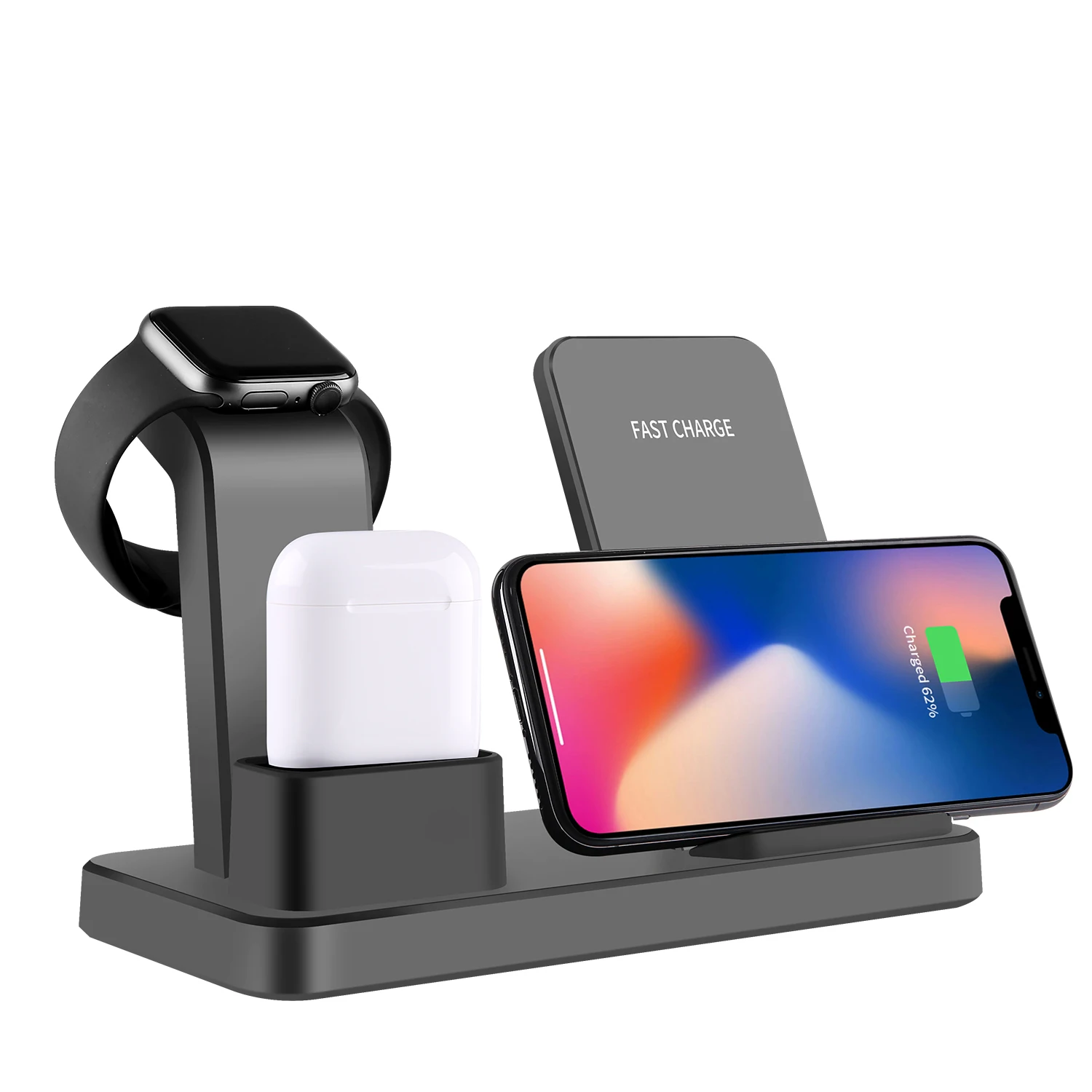 15W 3 in 1 Wireless Charger Stand Dock for iPhone 11Pro X XS XR MAX Fast Charging Pad For Apple Watch 5 4 for Samsung S10 S10