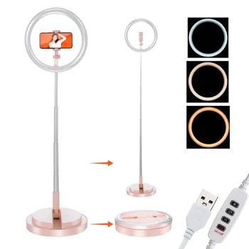 

11 Inch Dimmable Photography Lighting LED Selfie Ring Light 3 Color Modes 5 Brightness Ring Lamp With Stand For Youtube 504#2