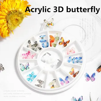 

Nail Art 3D Butterfly Jewelry Heat Shrinkable Film Finished Small Butterfly Mini Nail Decoration Small disc package