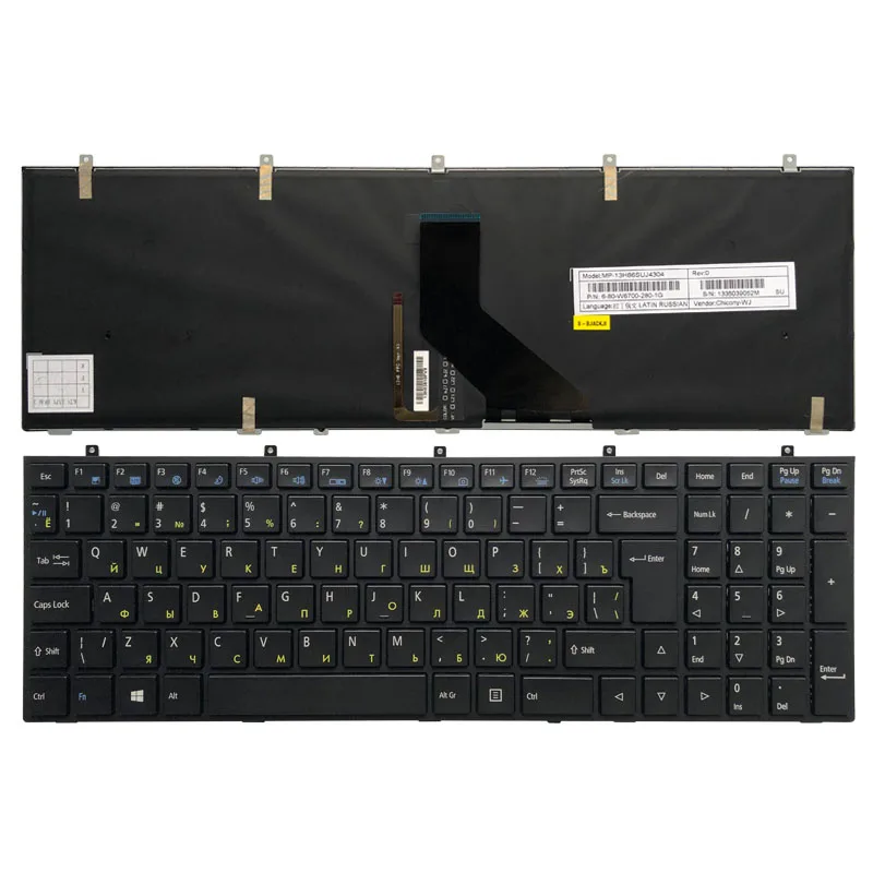 Русская новая клавиатура для DNS Clevo W370ET W350ET W370STQ W350ST W355 W670SC W350SS W670SR W370SS RU черная