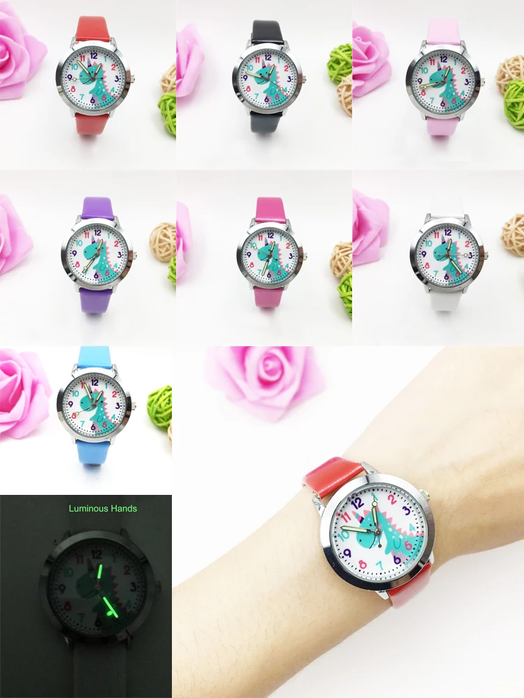 Красивые 3D узор часы с единорогом для детей мальчиков детей студентов кварцевые часы светящиеся руки желе Мультяшные наручные часы девушка подарок