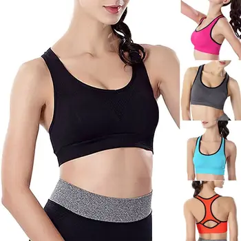 

Women Sexy Bra Crop Top Sports Bras Gym Solid Vest Seamless Breathable Workout Activewear Push Up Bras Top Underwear