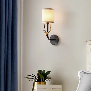 

American country antler deer head lamp wall lamp individuality bedroom single head double bed lamp TV setting wall lamp