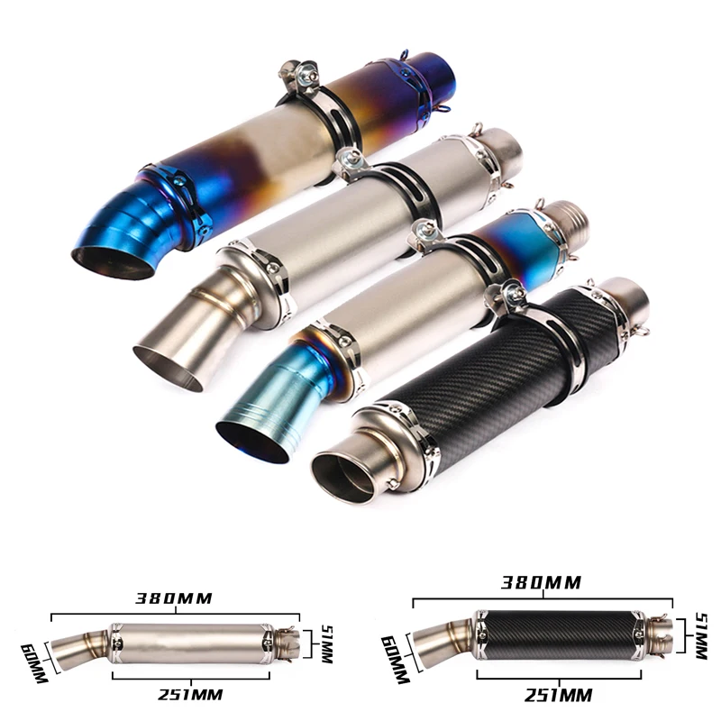 Motorcycle 380mm Short Stainless Steel Or Carbon Fiber Tail Silencer
