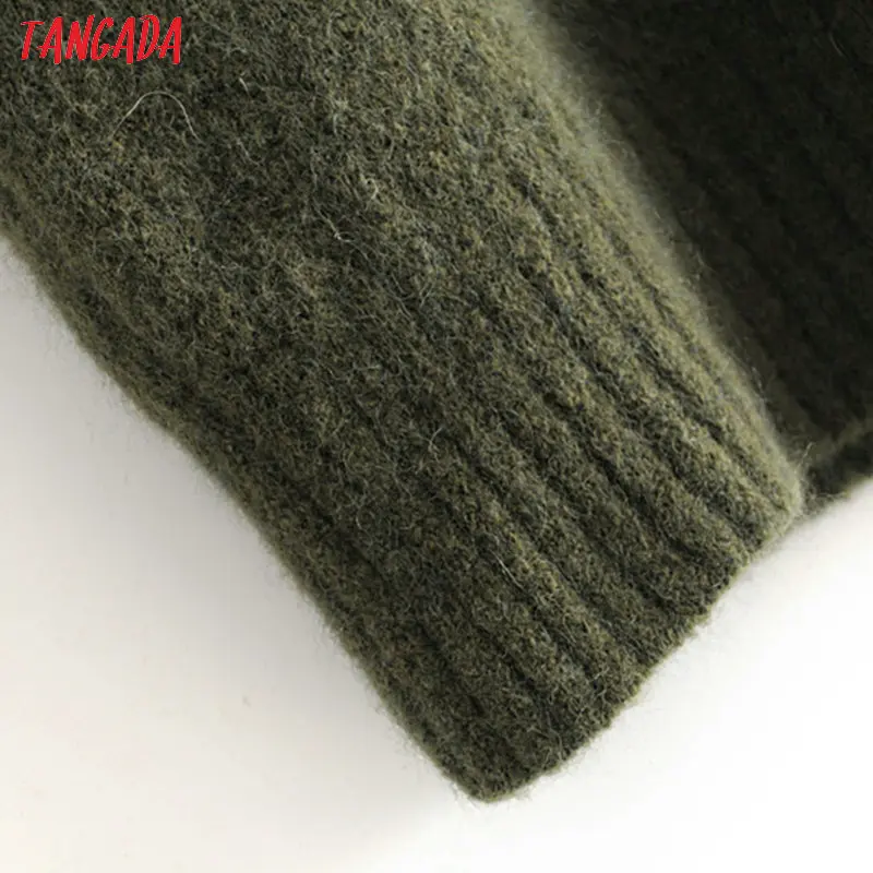 Tangada корейский шик для женщин водолазка сплошной свитер Винтаж Дамы Элегантный негабаритных вязаный джемпер Топы 3H264