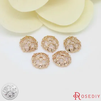 

(D117)10 pieces 9mm 24K Champagne Gold Color Plated Brass Cross Beads Caps Tassel Caps High Quality Diy Jewelry Accessories