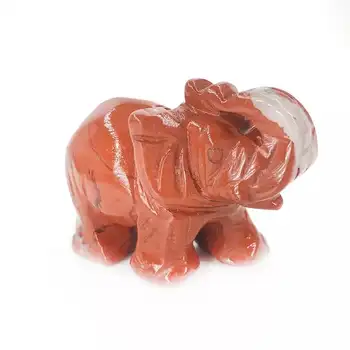 

1pc 2 inch Hand Carved Natural red Jasper Quartz Crystal Elephant Animal Statue for Sale