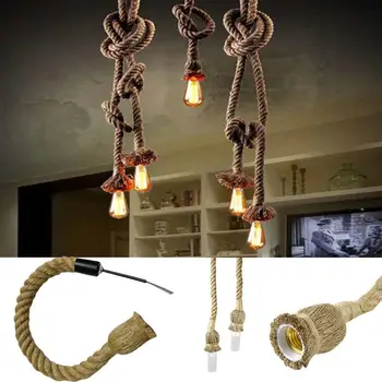 

E27 Retro Hemp Rope Knitted Rural Style Chandelier Light Fittings Accessories