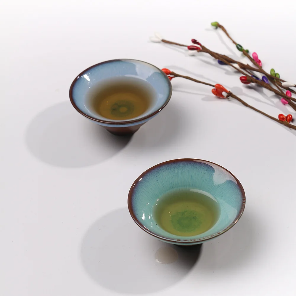 

Kung Fu Tea Cup Teacup Ceramic Tea Utensil Build Light Whitebait Bamboo-hat Type Cup Kiln Baked Glaze Small Teacup