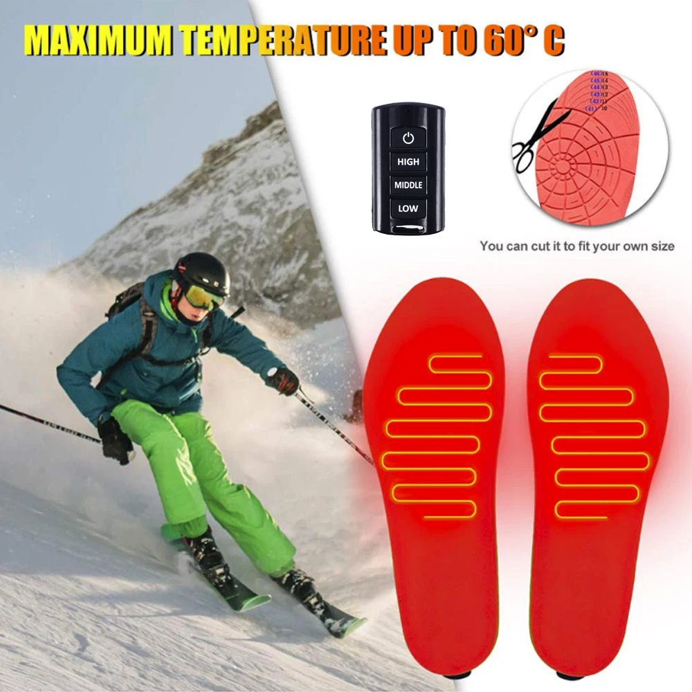 

1pair Electric Heated Insoles Remote Control Warm Electric Insoles Battery Powered Heating Insoles 3D Orthopedic Insoles