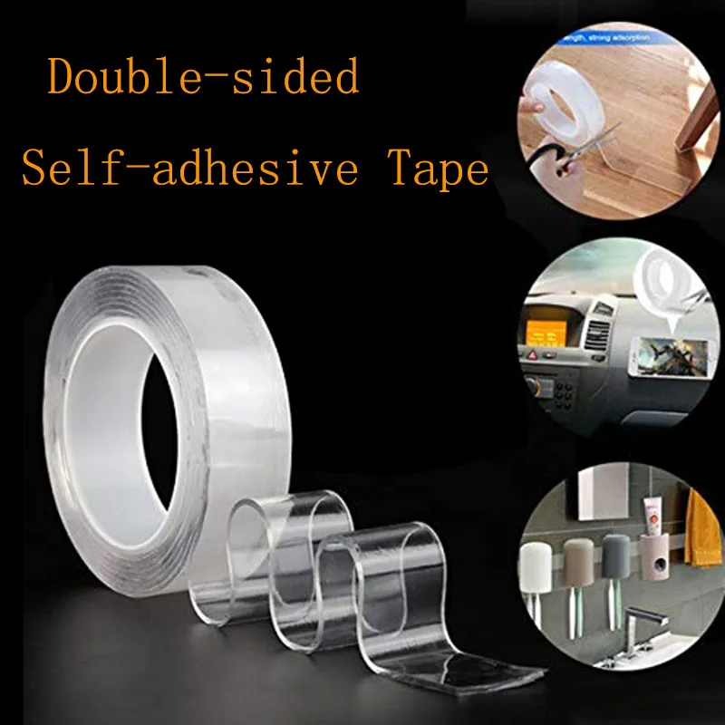 

1/2/3/5m Reusable Double-sided Self-adhesive Tape Nano Movable Washable Powerful Paste Transparent Glue Bathroom Car Versatile U