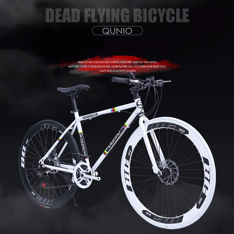 Excellent Bicycle Fixed Gear Bicycle 24 Speed 40 Knife Double Disc Brakes Men and Women Adult Bicycle Road Racing 1