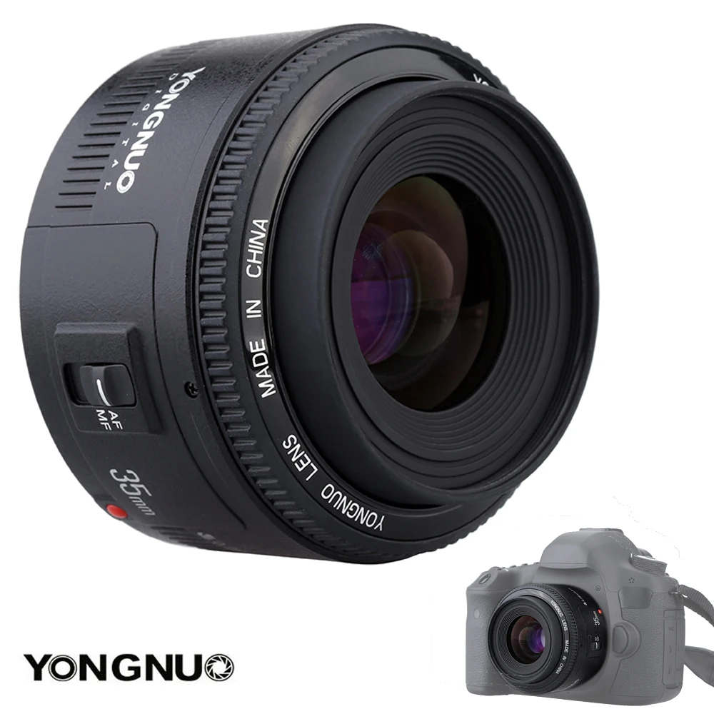 Объектив YONGNUO 35 мм YN35mm F2.0 широкоугольный фиксированный/основной Автофокус Объектив для Canon 600d 60d 5DII 5D 500D 400D 650D 600D 450D