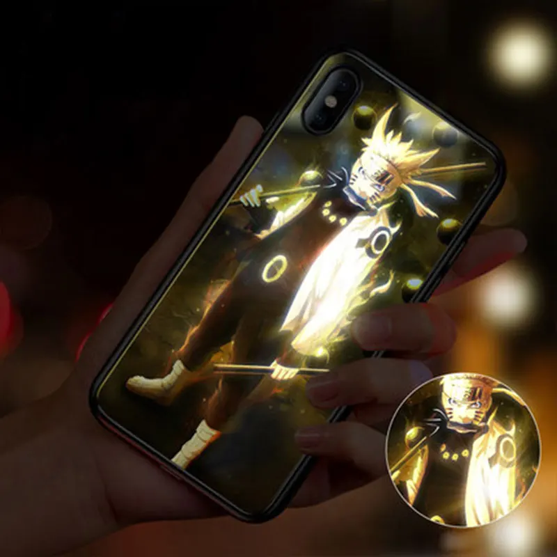 Naruto Yagoo умный светодиодный светящийся Sasuke Narut чехол для телефона для iPhone X XS XR MAX 6 6S 7 8 Plus чехол s задняя крышка Funda роскошный силиконовый - Цвет: Naruto