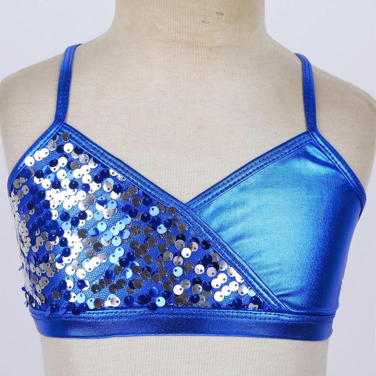 Детские топы для девочек с блестящими блестками и металлическими бретельками