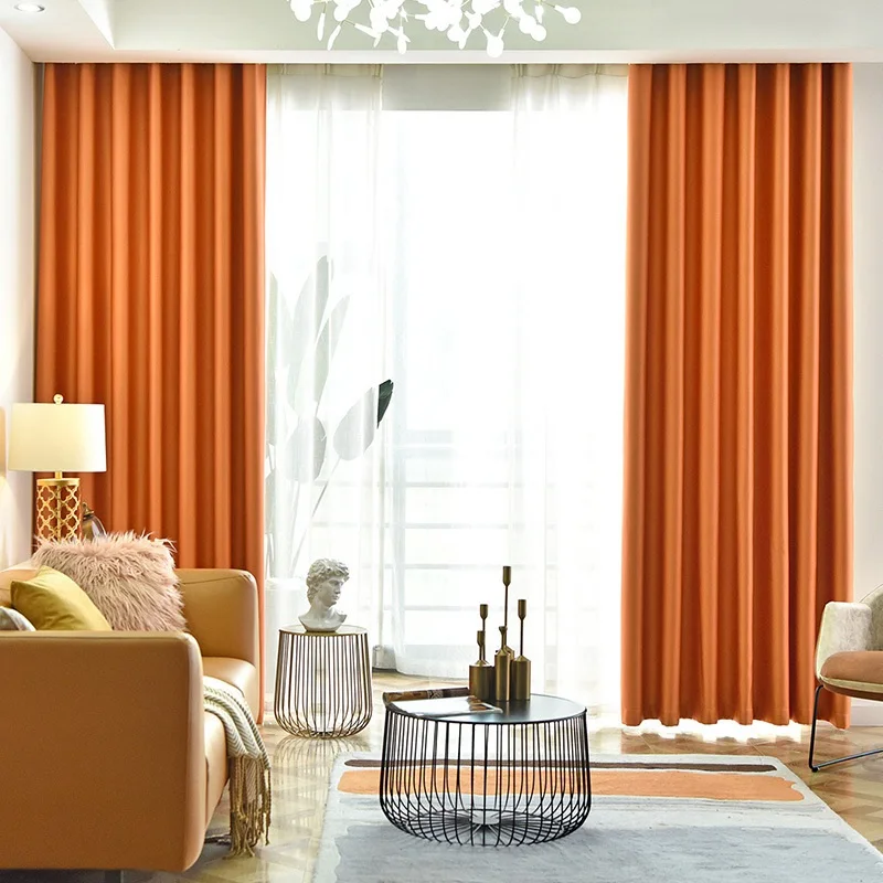Современный штора-экран сплошной цвет кофе затемнение для окна Bay спальня индивидуальный заказ Серый драпировка кухня солнцезащитный крем X605#30 - Цвет: Orange Cloth