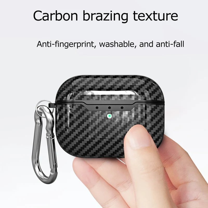

Carbon Fiber TPU Case For Airpods Pro Cases Wireless Bluetooth Earphone Protective Cover For Air Pods Pro 2019 With Keychain