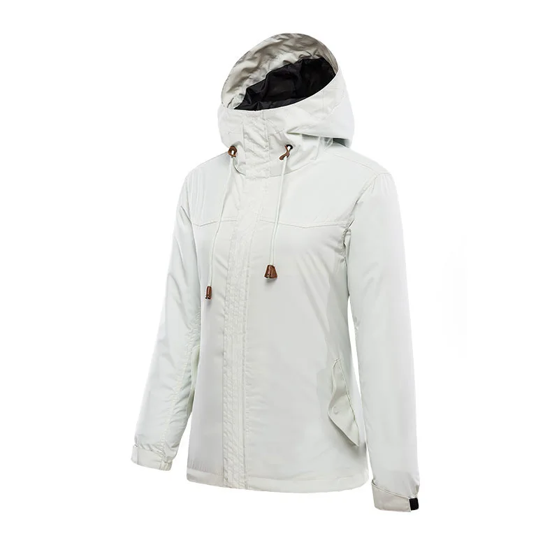 Женская пуховая куртка-дождевик средней длины, три в одном, водонепроницаемая Ветроустойчивая теплая верхняя куртка - Цвет: Ivory