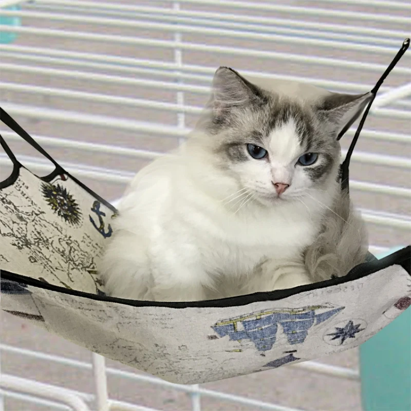 Полезный летний домашний гамак для кошек, Аксессуары для кошек, портативный гамак для кошек с дышащей сеткой, многофункциональные лежанки для животных