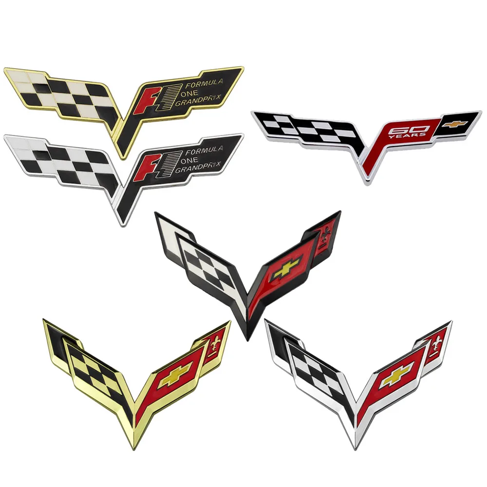 

For CORVETTE 60 Years Emblem Sticker for Chevrolet Chevy Corvette Camaro Aveo Cruze Malibu Captiva Trax Niva Accessories Badge