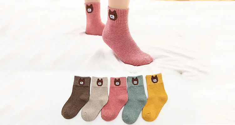 5 Pairs Of Children's Cotton Socks Cute Animal Series Children's Socks Cotton Autumn And Winter Socks Men And Women Baby Socks