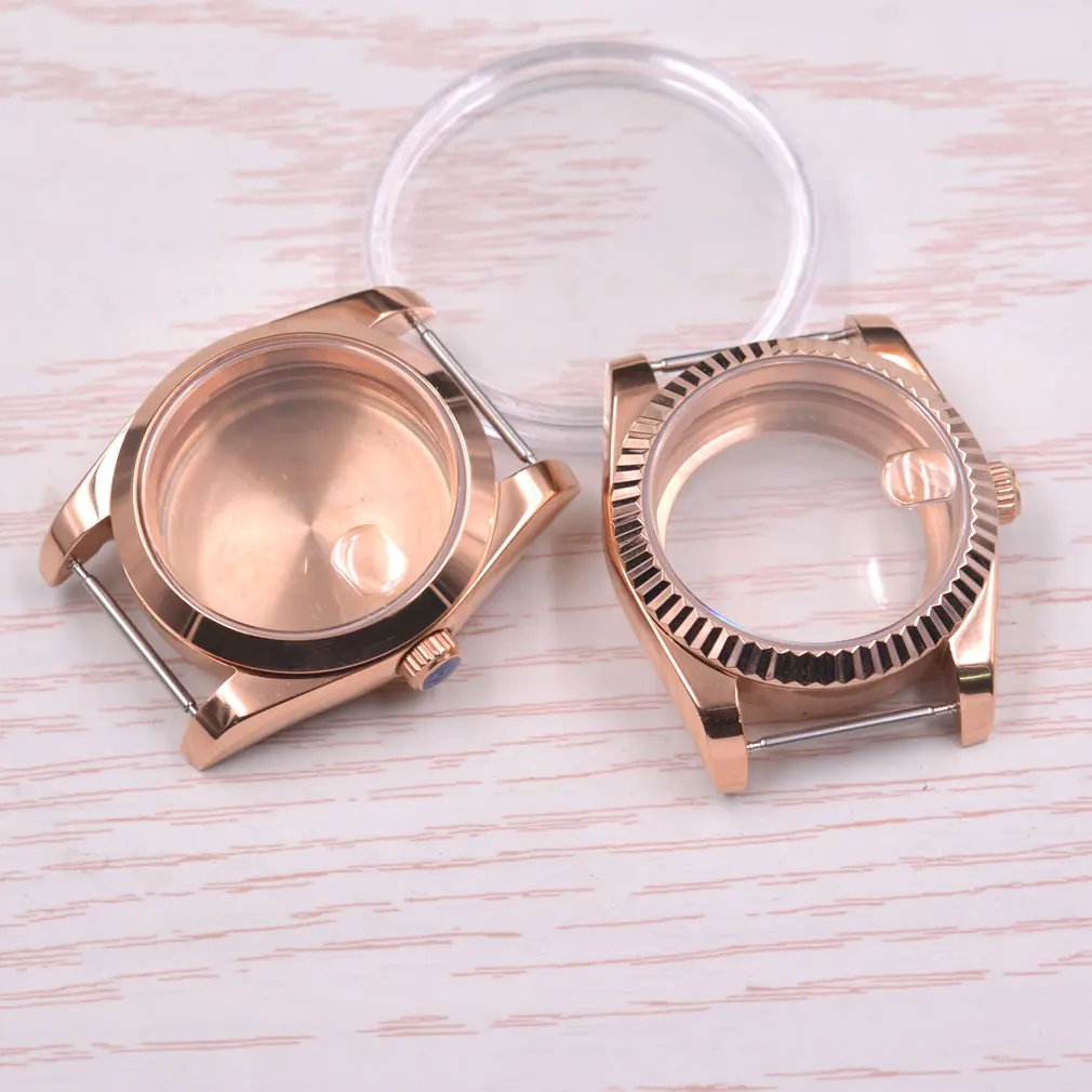 

36mm / 39mm Rose gold watch case fit NH35 NH36 Miyota 8205 8215 DG2813 3804 ETA 2836 2824 PT5000 Movement Sapphire glass case